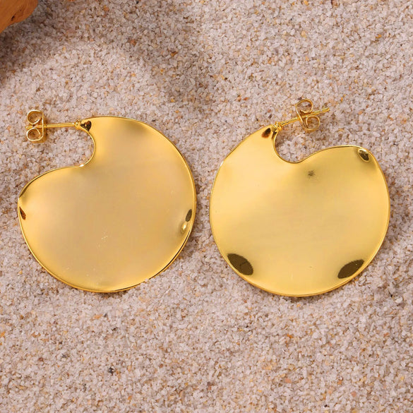 Wholesale 316L Stainless Steel 18K Real Gold Plated Irregular Geometric Three Dimensional Women's Earrings