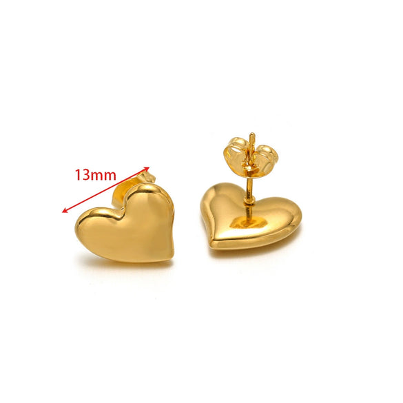 Wholesale Stainless Steel 18K Vacuum Plated Heart Embossed Love Earrings