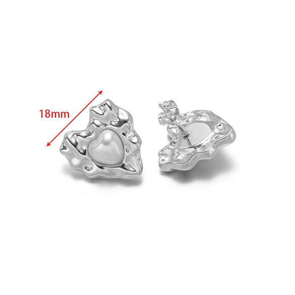Wholesale Stainless Steel 18K Vacuum Plated Heart Embossed Love Earrings