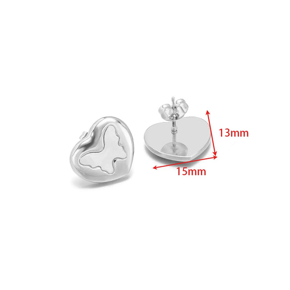 Wholesale Stainless Steel 18K Vacuum Plated Heart Embossed Love Earrings
