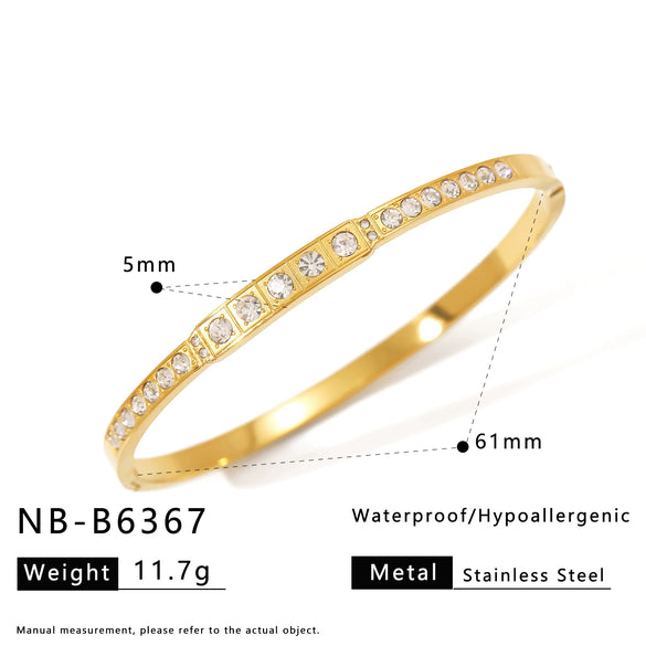 Wholesale Stainless Steel 18K Vacuum Plated In Furnace Bracelet Inlaid With Zircons In Ins Style