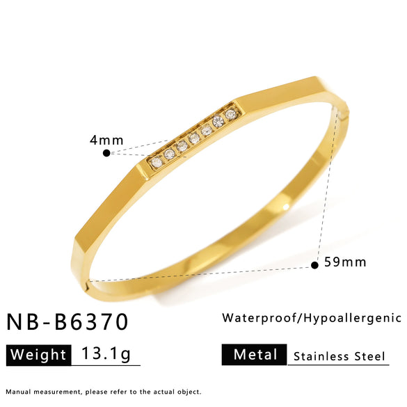 Wholesale Stainless Steel 18K Vacuum Plated In Furnace Bracelet Inlaid With Zircons In Ins Style