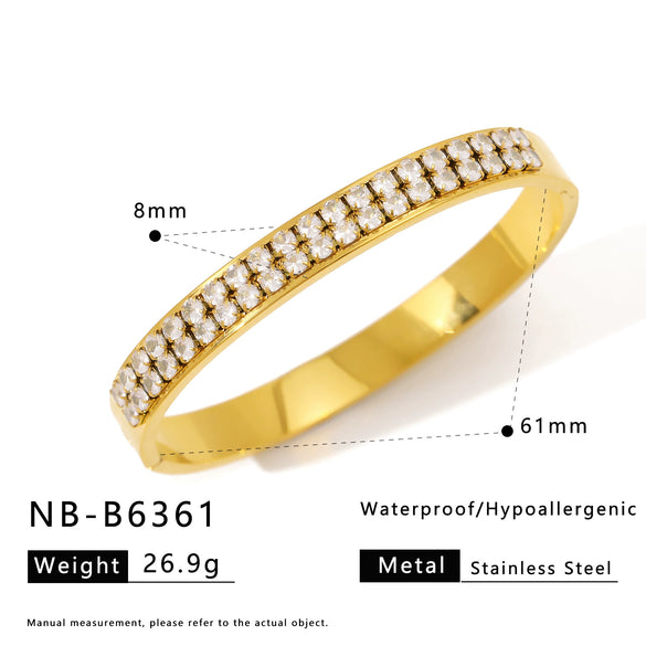 Wholesale Stainless Steel 18K Vacuum Plated In Furnace Bracelet Inlaid With Zircons In Ins Style