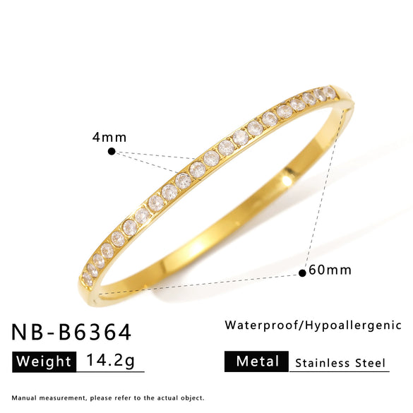 Wholesale Stainless Steel 18K Vacuum Plated In Furnace Bracelet Inlaid With Zircons In Ins Style