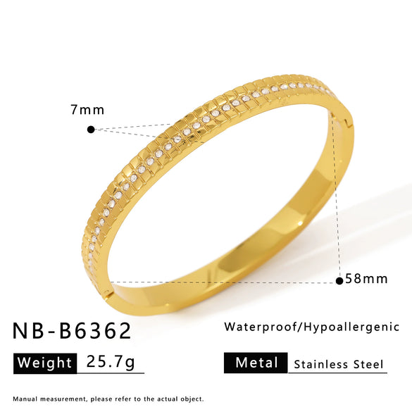 Wholesale Stainless Steel 18K Vacuum Plated In Furnace Bracelet Inlaid With Zircons In Ins Style