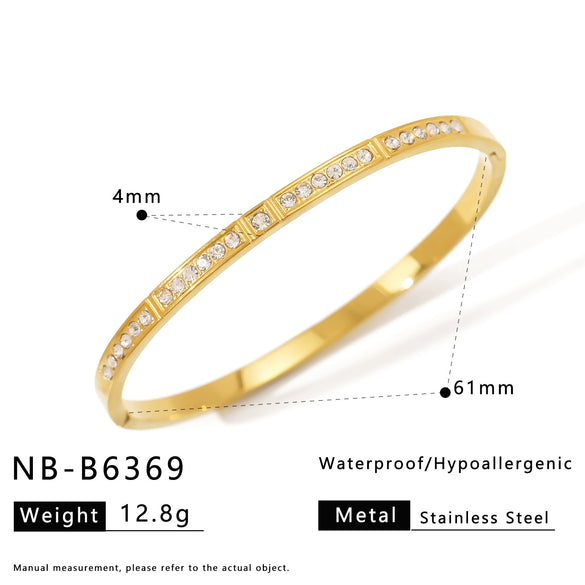 Wholesale Stainless Steel 18K Vacuum Plated In Furnace Bracelet Inlaid With Zircons In Ins Style