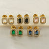 Wholesale Stainless Steel 18K Zircon Inlay Square Diamond Earrings Geometric Design