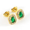 Wholesale Stainless Steel 18K Zircon Inlay Square Diamond Earrings Geometric Design