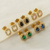 Wholesale Stainless Steel 18K Zircon Inlay Square Diamond Earrings Geometric Design