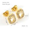 Wholesale Stainless Steel 18K Zircon Inlay Square Diamond Earrings Geometric Design