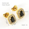 Wholesale Stainless Steel 18K Zircon Inlay Square Diamond Earrings Geometric Design