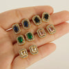 Wholesale Stainless Steel 18K Zircon Inlay Square Diamond Earrings Geometric Design