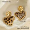 Wholesale Stainless Steel 18 Karat Electroplated Heart Shape Leopard Print Earrings For Women