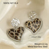 Wholesale Stainless Steel 18 Karat Electroplated Heart Shape Leopard Print Earrings For Women