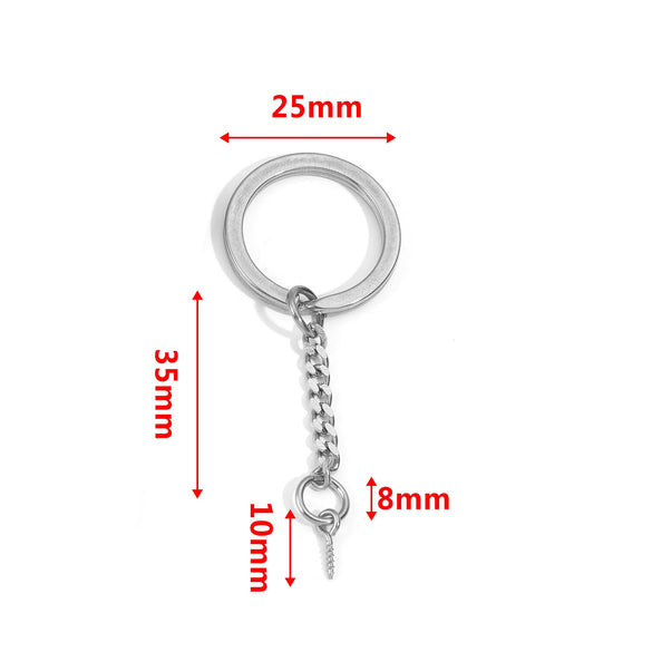 Wholesale Stainless Steel Key Chain Blank Pendant Accessories With Electroplating And Return Pattern For Diy