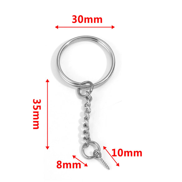 Wholesale Stainless Steel Key Chain Blank Pendant Accessories With Electroplating And Return Pattern For Diy