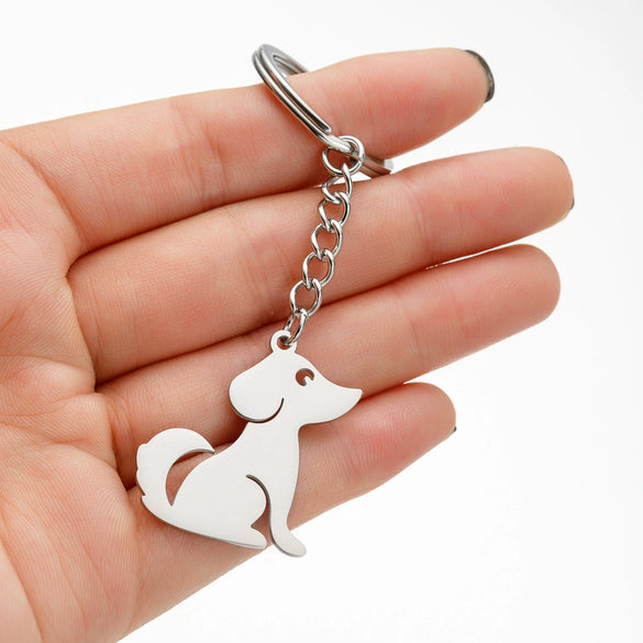 Wholesale Stainless Steel Keychain Accessories With Cute Small Animal Bear Little Pig Pendant And Electroplating Design