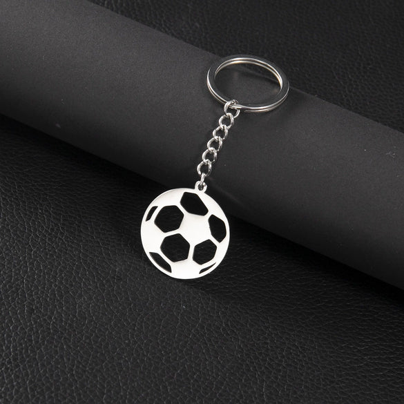 Wholesale Stainless Steel Keychain With Geometric Round Volleyball Football And Animal Bear Little Pig Pendants Electroplated