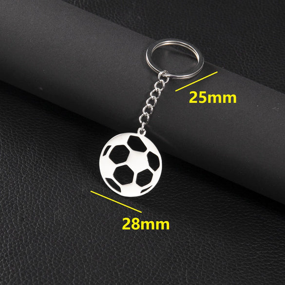 Wholesale Stainless Steel Keychain With Geometric Round Volleyball Football And Animal Bear Little Pig Pendants Electroplated