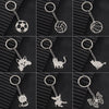 Wholesale Stainless Steel Keychain With Geometric Round Volleyball Football And Animal Bear Little Pig Pendants Electroplated