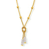 Wholesale Stainless Steel Knot Steel Ball Long Clavicle Necklace With Full Diamond Woolen Chain Pvd Electroplated Geometric Style