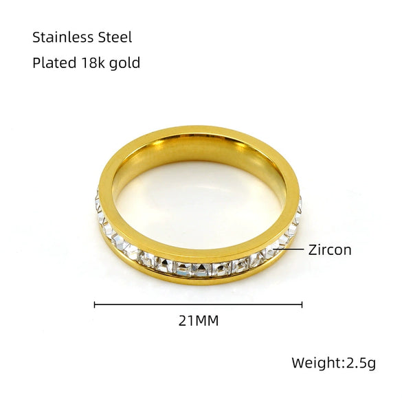 Wholesale 316L Stainless Steel Ladies Geometric Star Inlaid Zircon Electroplated Ring Jewelry