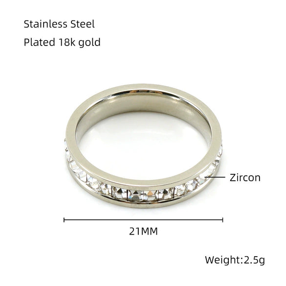 Wholesale 316L Stainless Steel Ladies Geometric Star Inlaid Zircon Electroplated Ring Jewelry