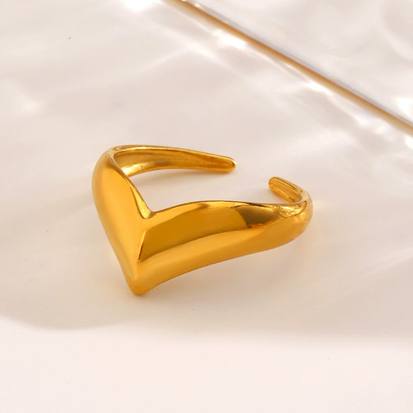 Wholesale Stainless Steel Ladies Vshape Ring With Letters Numbers Text Electroplating Design