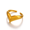 Wholesale Stainless Steel Ladies Vshape Ring With Letters Numbers Text Electroplating Design