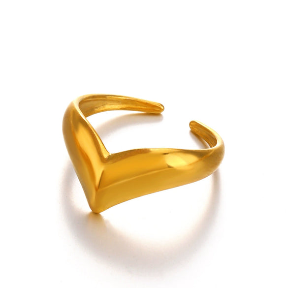 Wholesale Stainless Steel Ladies Vshape Ring With Letters Numbers Text Electroplating Design
