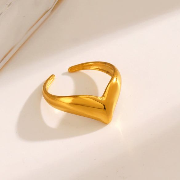 Wholesale Stainless Steel Ladies Vshape Ring With Letters Numbers Text Electroplating Design