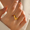 Wholesale Stainless Steel Ladies Vshape Ring With Letters Numbers Text Electroplating Design