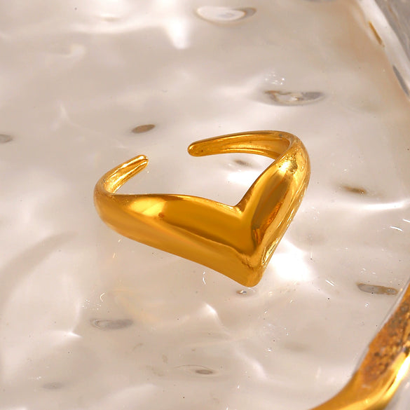 Wholesale Stainless Steel Ladies Vshape Ring With Letters Numbers Text Electroplating Design