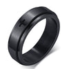 Wholesale Stainless Steel Laser Corrosion Cross Rotatable Ring For Men With Electroplating Treatment Religious Totem Style