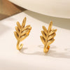Wholesale Stainless Steel Leaf Earrings Real Goldplated Vacuum Plated Light Luxury Style