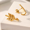 Wholesale Stainless Steel Leaf Earrings Real Goldplated Vacuum Plated Light Luxury Style