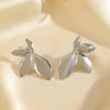 Wholesale Stainless Steel Leaf Flower Electroplated Asymmetric Earrings For Women Retro Simple Style