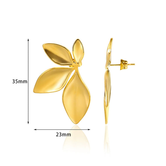 Wholesale Stainless Steel Leaf Geometric Style Electroplated Women's Earrings