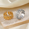 Wholesale Stainless Steel Leaf Open Ring 18K Goldplated For Women Plant Flowers Style