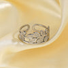 Wholesale Stainless Steel Leaf Opening Adjustable Ring For Women With Electroplating Treatment