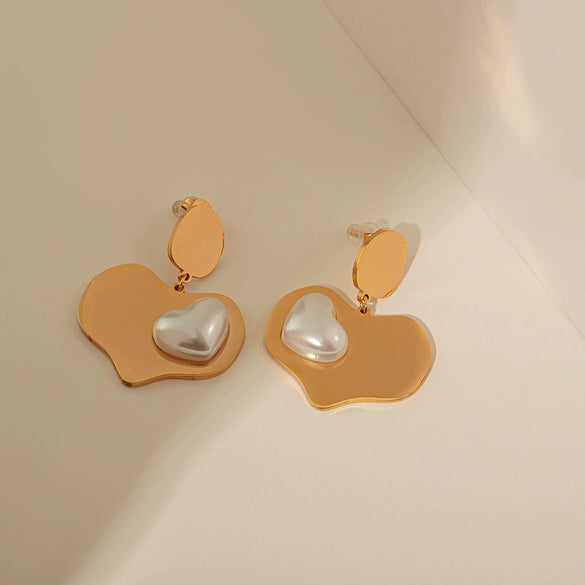 Wholesale Stainless Steel Leaf Pattern Electroplated Women's Earrings Light Luxury Style