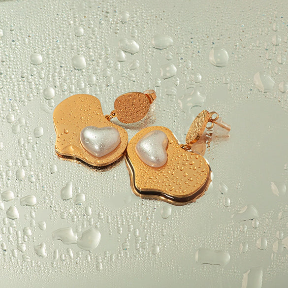 Wholesale Stainless Steel Leaf Pattern Electroplated Women's Earrings Light Luxury Style