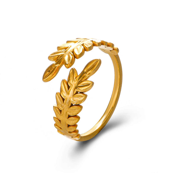 Wholesale Stainless Steel Leaf Ring Electroplated For Women Plant Flowers Style