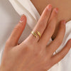 Wholesale Stainless Steel Leaf Ring Electroplated For Women Plant Flowers Style