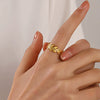 Wholesale Stainless Steel Leaf Ring For Women Ins Style Hiphop Nonfading Opening Adjustment Electroplated