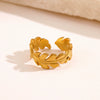 Wholesale Stainless Steel Leaf Ring For Women Ins Style Hiphop Nonfading Opening Adjustment Electroplated