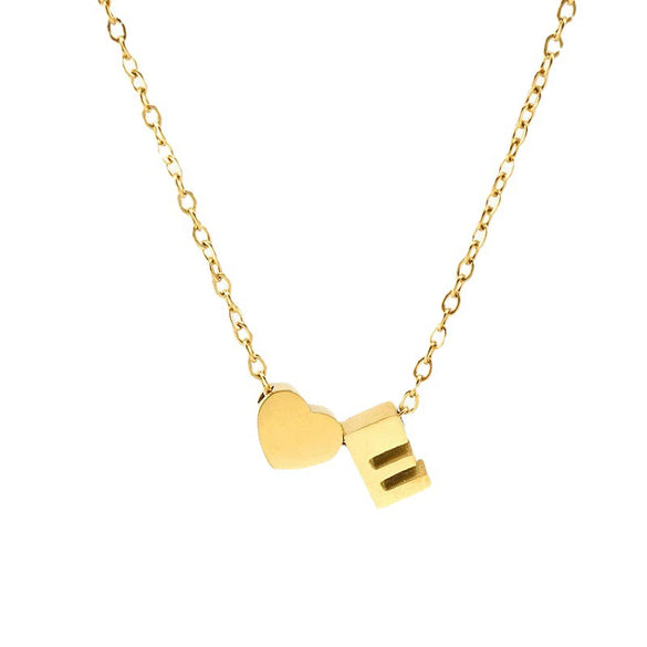 Wholesale Stainless Steel Letter And Heart Pendant Necklace With Electroplating And Cross Chain Design Unisex
