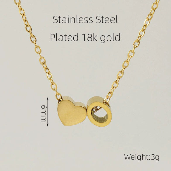 Wholesale Stainless Steel Letter And Heart Pendant Necklace With Electroplating And Cross Chain Design Unisex
