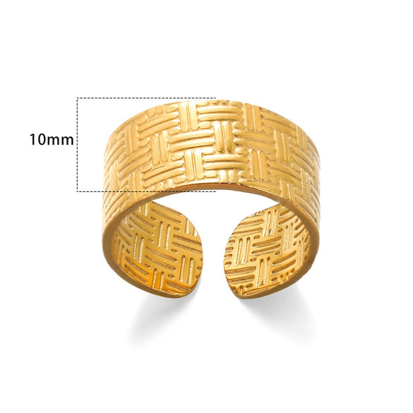 Wholesale Stainless Steel Letter Geometric Oil Pressure Ring For Men And Women With Electroplating Treatment