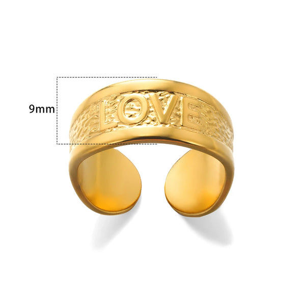 Wholesale Stainless Steel Letter Geometric Oil Pressure Ring For Men And Women With Electroplating Treatment